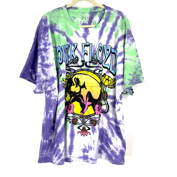 Pink Floyd Animals Pig Logo Tie Dye Cotton T-Shirt Purple Blue Size 1X/2X NWOT - Picture 4 of 10
